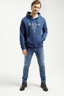 Bluza męska niebieska z kapturem 25408-005<Cross Jeans Outlet