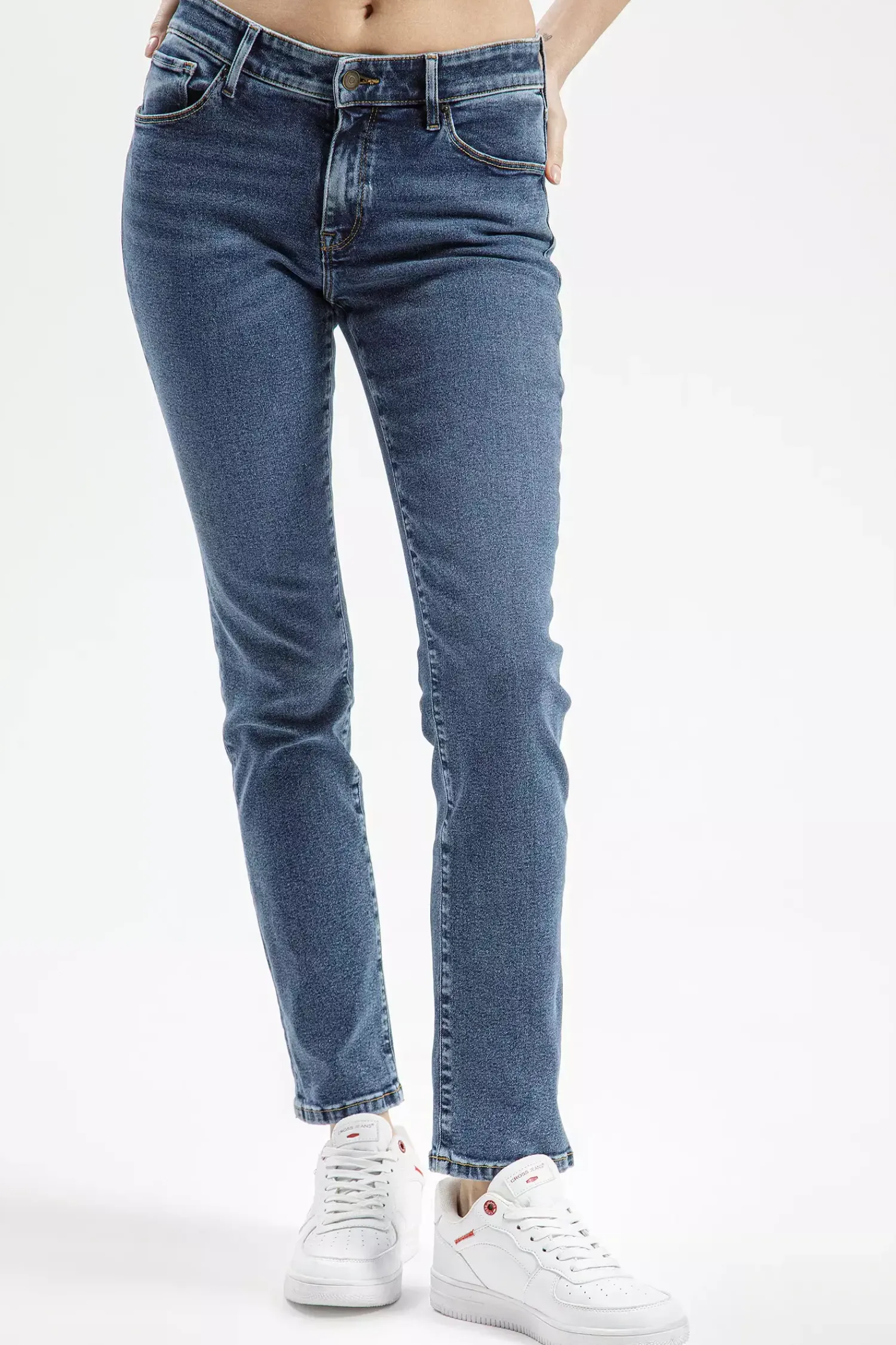 Jeansy damskie ciemnoniebieskie Slim fit Anya P 489-224<Cross Jeans Clearance