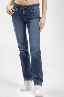 Jeansy damskie ciemnoniebieskie Straight Rose N 487-077<Cross Jeans Best