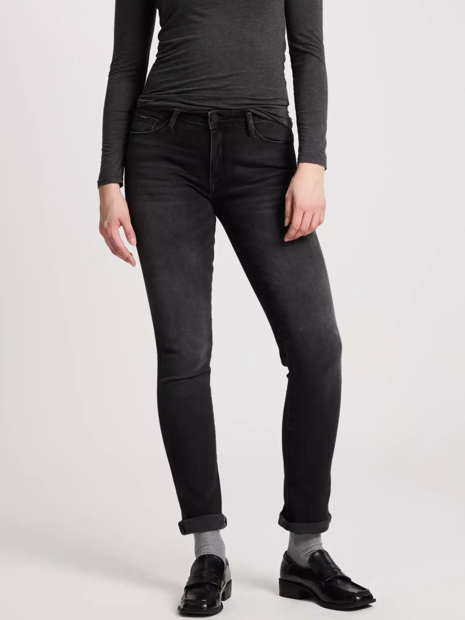 Jeansy damskie ciemnoszare Slim Fit Anya P 489-238<Cross Jeans Outlet