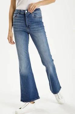 Jeansy damskie niebieskie Flare Fit P 455-006<Cross Jeans Discount