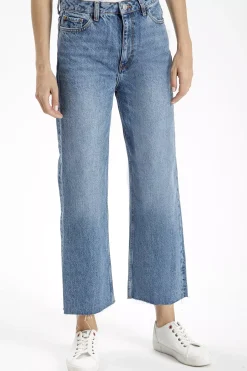 Jeansy damskie niebieskie Wide Leg Cropped P 516-008<Cross Jeans Outlet