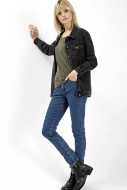 Jeansy damskie niebieskie Slim fit Anya P 489-191<Cross Jeans Online