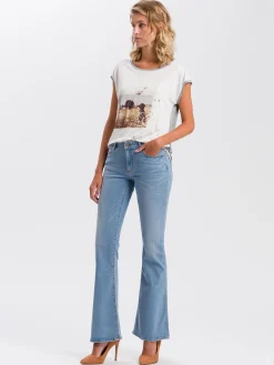 Jeansy damskie niebieskie Flare Fit Faye P 433-015<Cross Jeans New