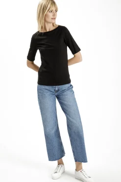 Jeansy damskie niebieskie Wide Leg Cropped P 516-008<Cross Jeans Outlet
