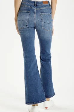Jeansy damskie niebieskie Flare Fit P 455-006<Cross Jeans Discount