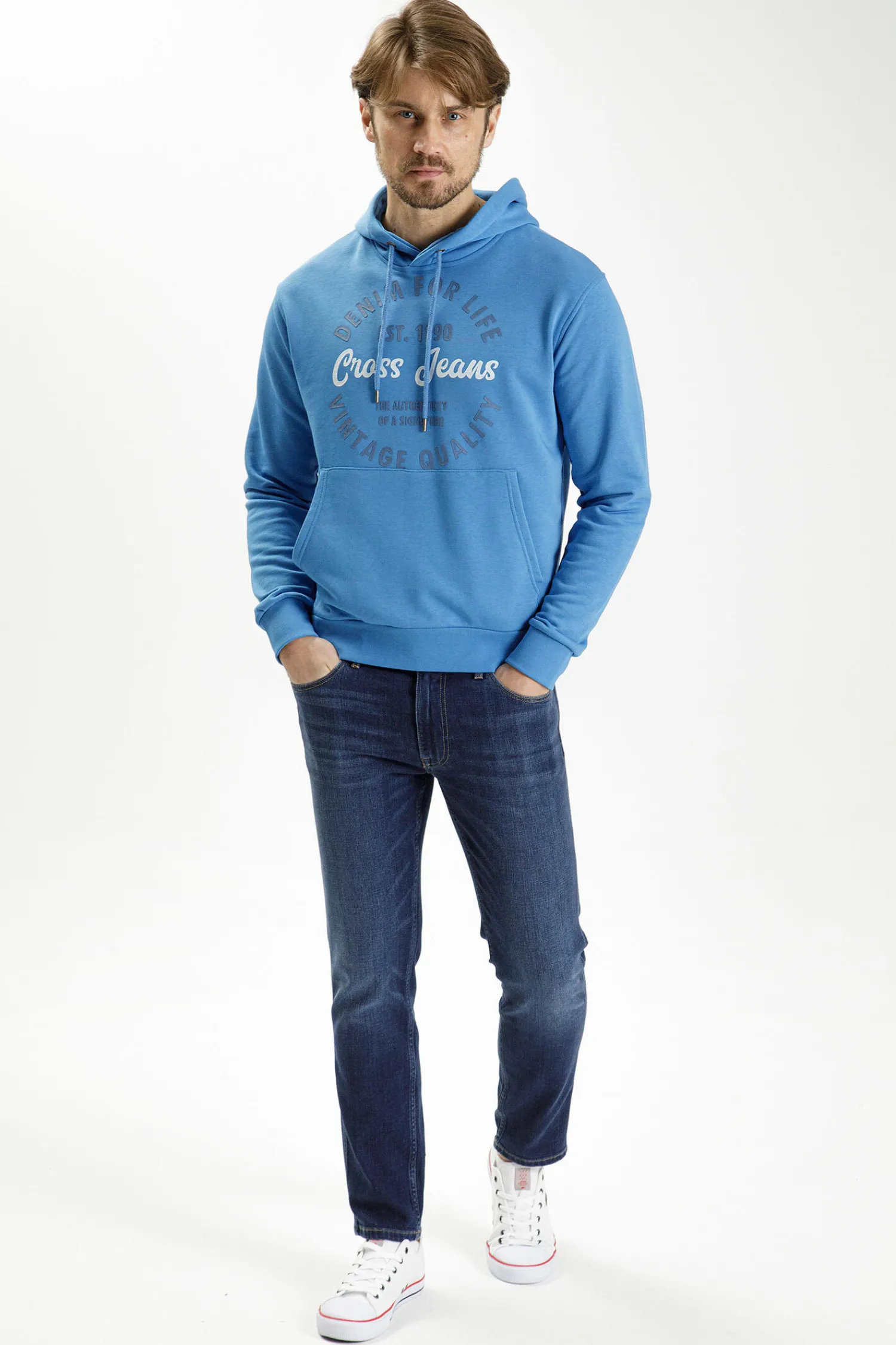 Jeansy męskie niebieskie Slim Fit Trammer E 169-090<Cross Jeans Clearance
