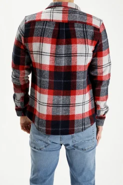 Koszula męska czerwona w kratkę 35333-007<Cross Jeans Sale