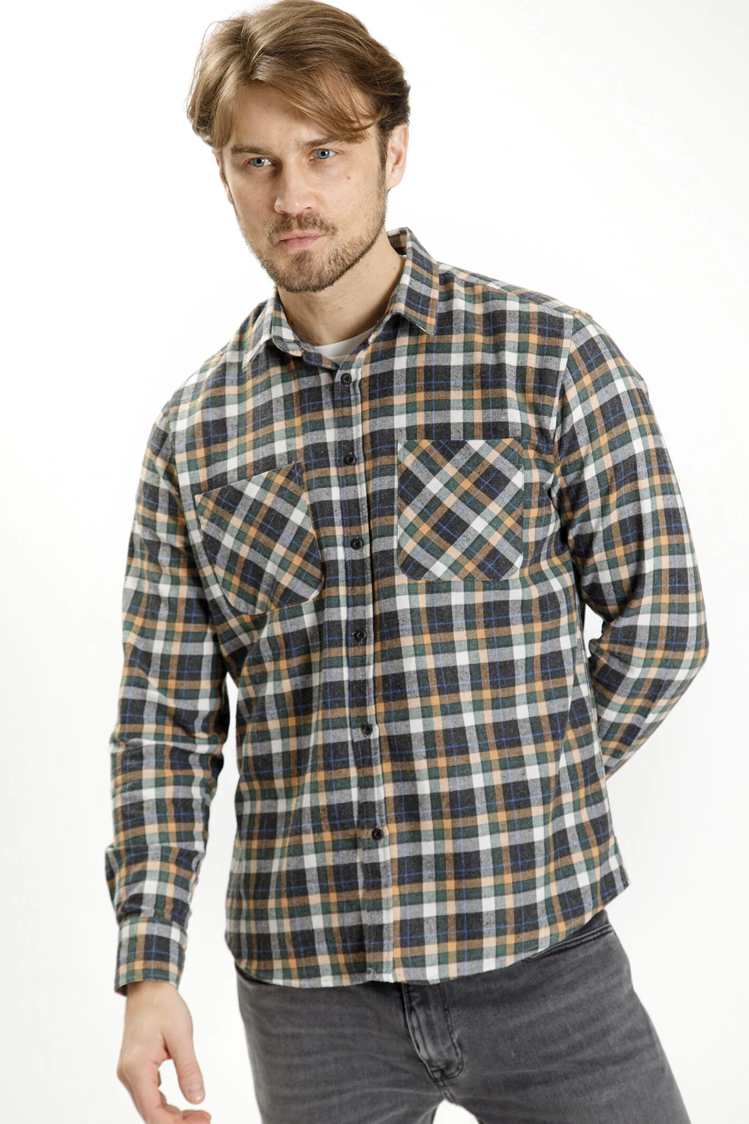 Koszula męska w kratkę 35457-002<Cross Jeans Outlet