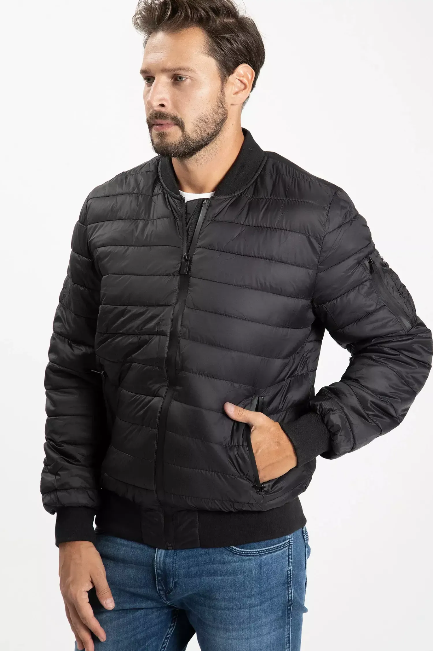 Kurtka bomberka męska czarna 40243-020<Cross Jeans Discount