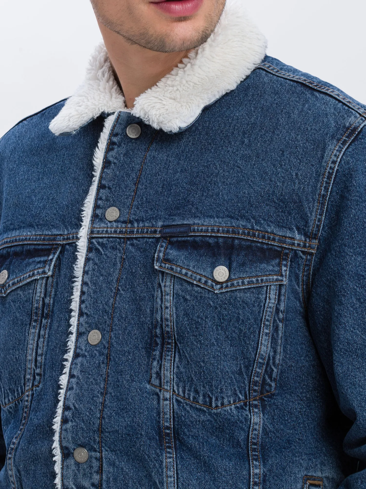 Kurtka męska jeansowa ocieplana A 314-005<Cross Jeans Outlet