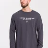 Longsleeve męski ciemnoszary z nadrukiem 15883-021<Cross Jeans Sale