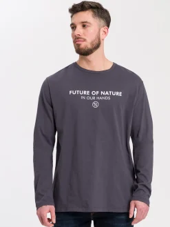 Longsleeve męski ciemnoszary z nadrukiem 15883-021<Cross Jeans Sale