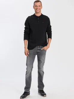 Longsleeve męski czarny 15889-020<Cross Jeans Hot