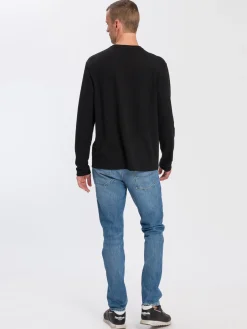 Longsleeve męski czarny 15875-020<Cross Jeans Hot