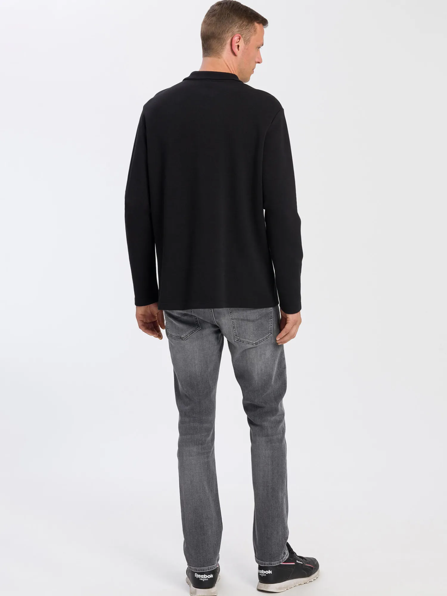 Longsleeve męski czarny 15889-020<Cross Jeans Hot