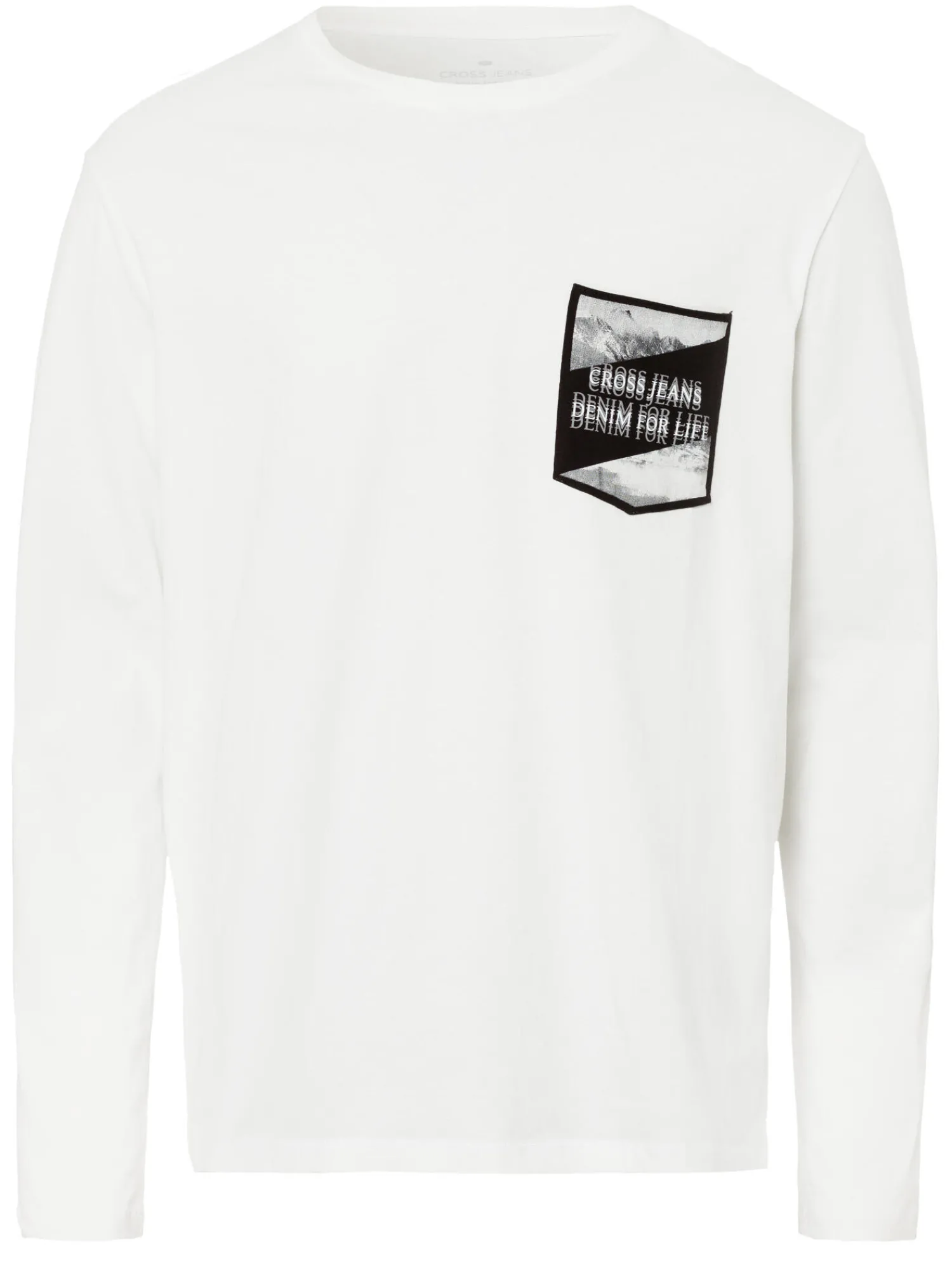 Longsleeve męski jasny z nadrukiem 15859-028<Cross Jeans Best