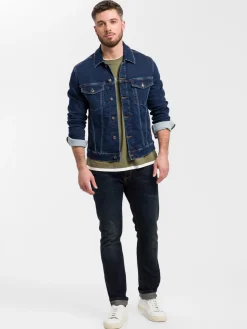 Longsleeve męski zielony z nadrukiem 15884-324 DUSKY GREEN<Cross Jeans Sale