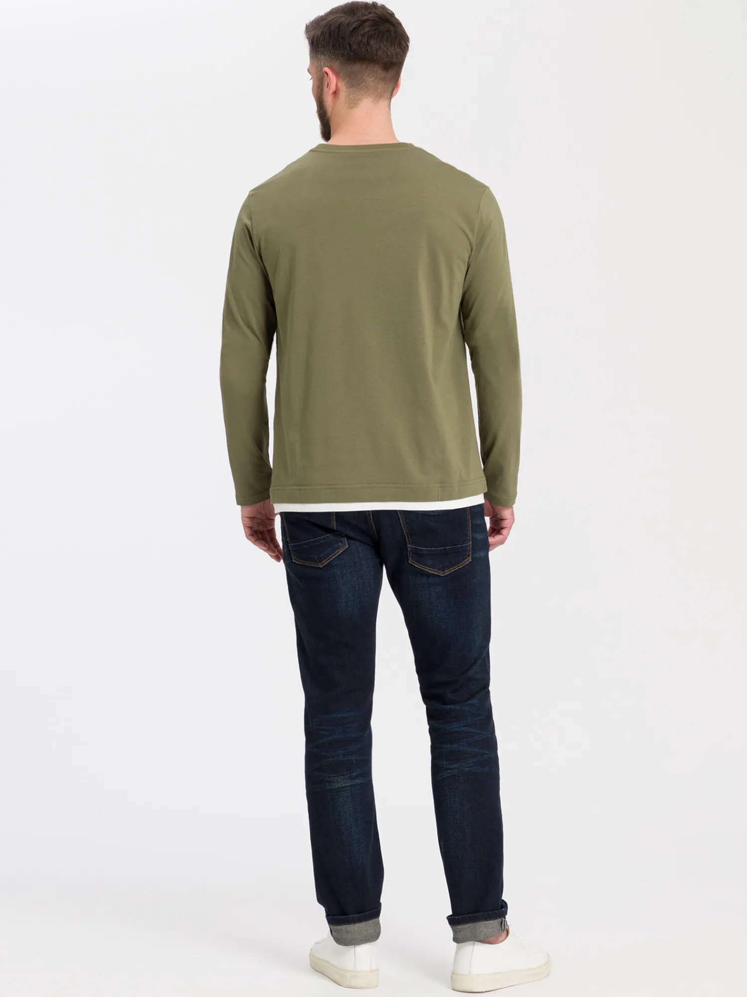 Longsleeve męski zielony z nadrukiem 15884-324 DUSKY GREEN<Cross Jeans Sale