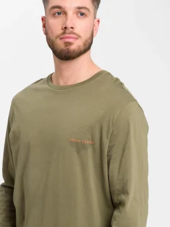 Longsleeve męski zielony z małym nadrukiem 15863-324 DUSKY GREEN<Cross Jeans Clearance