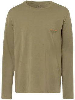 Longsleeve męski zielony z małym nadrukiem 15863-324 DUSKY GREEN<Cross Jeans Clearance
