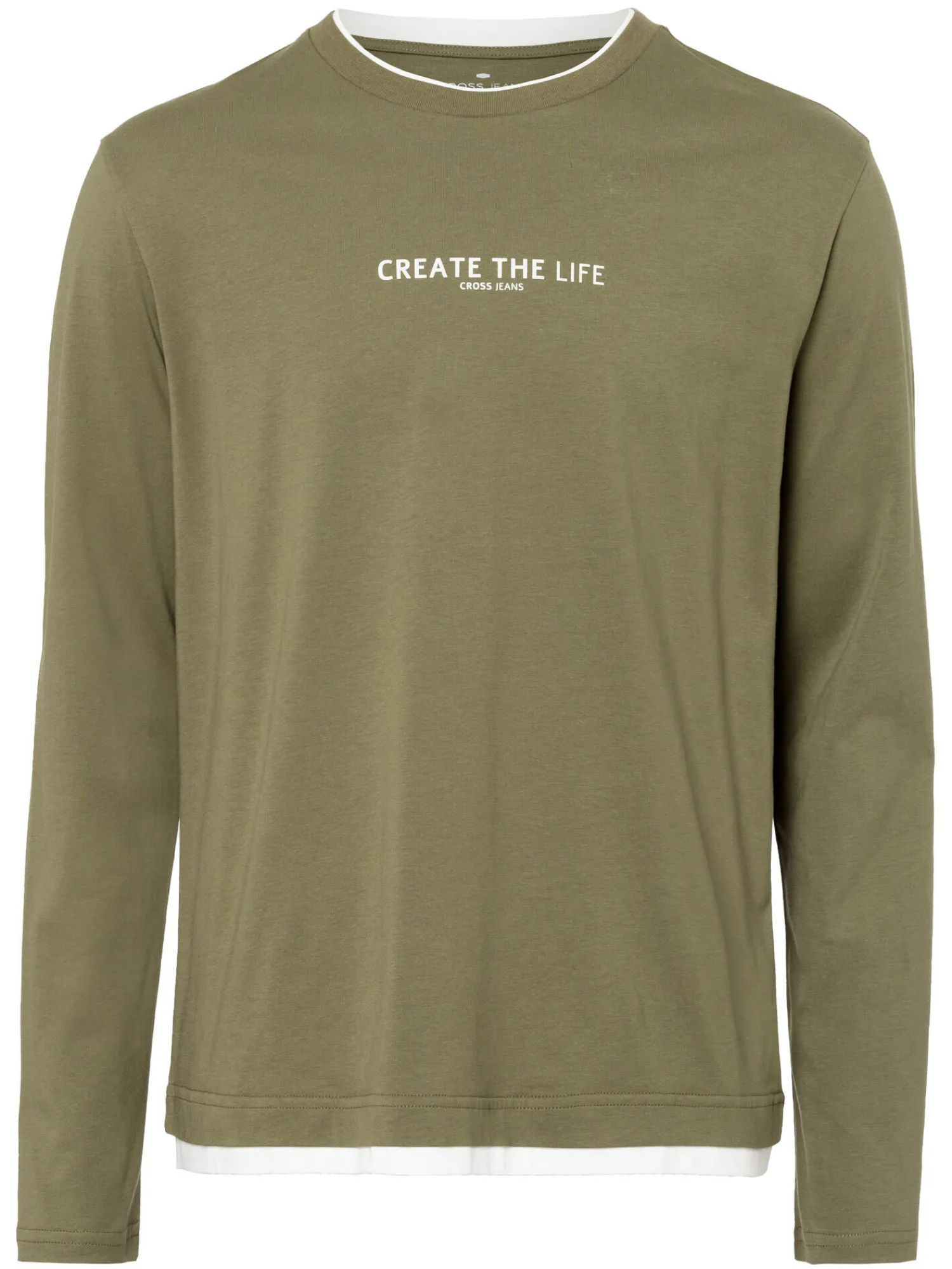 Longsleeve męski zielony z nadrukiem 15884-324 DUSKY GREEN<Cross Jeans Sale