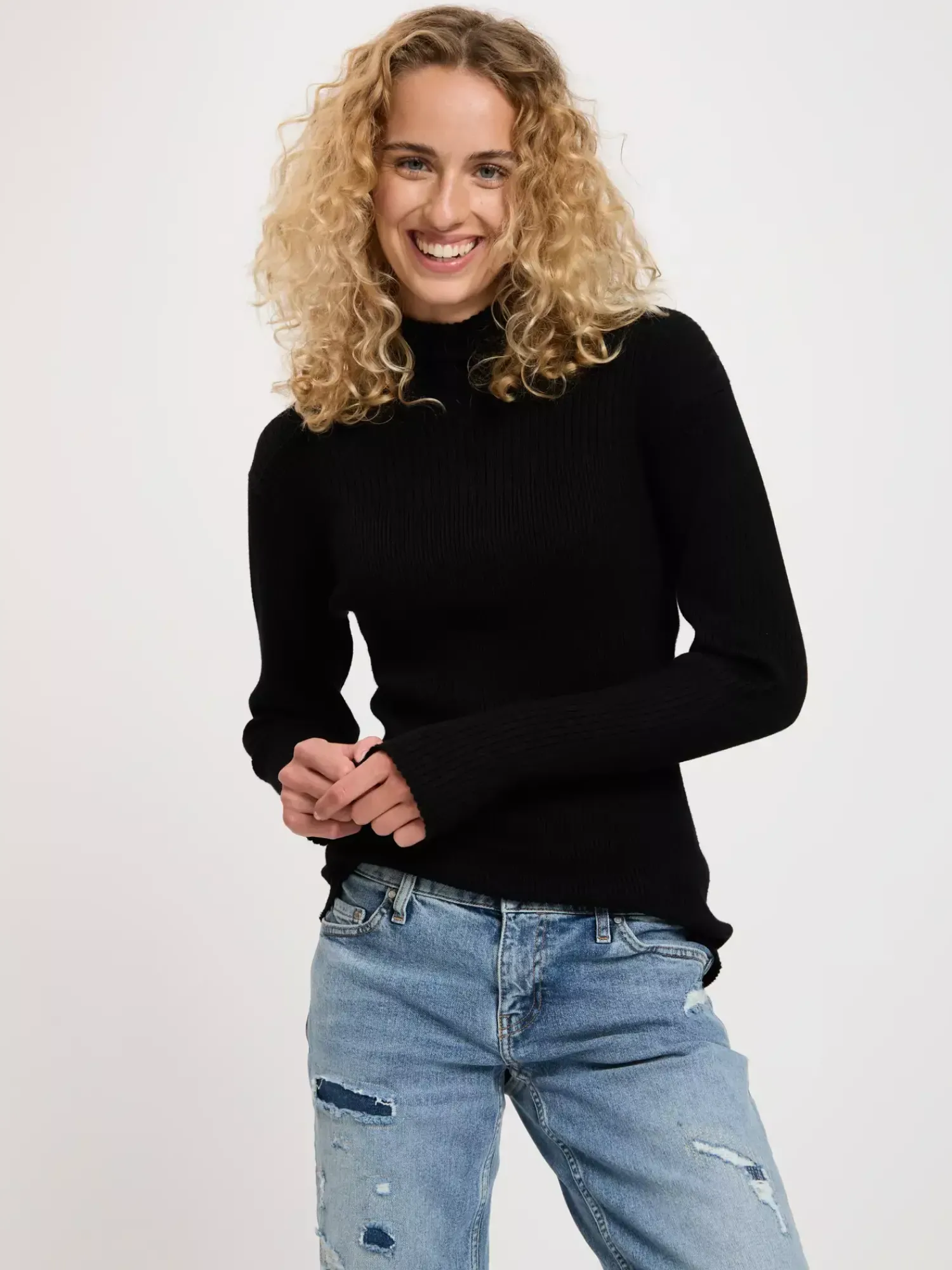 Półgolf damski czarny 73337-020<Cross Jeans Outlet