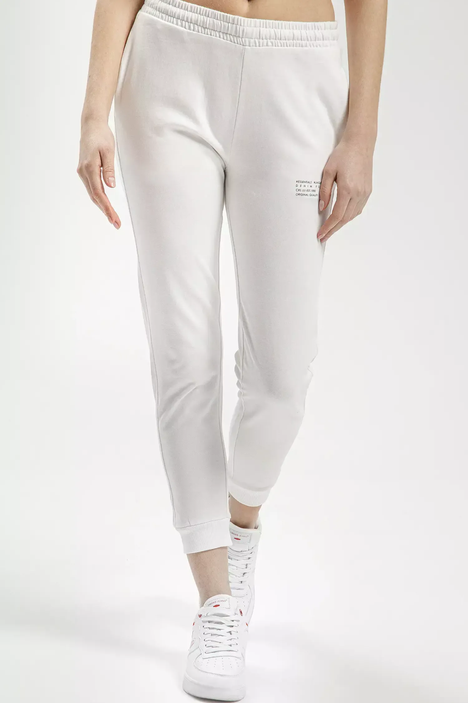 Spodnie dresowe damskie białe 80128-252<Cross Jeans Online