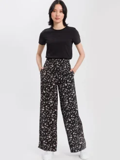 Spodnie materiałowe damskie czarne 80084-020<Cross Jeans Outlet