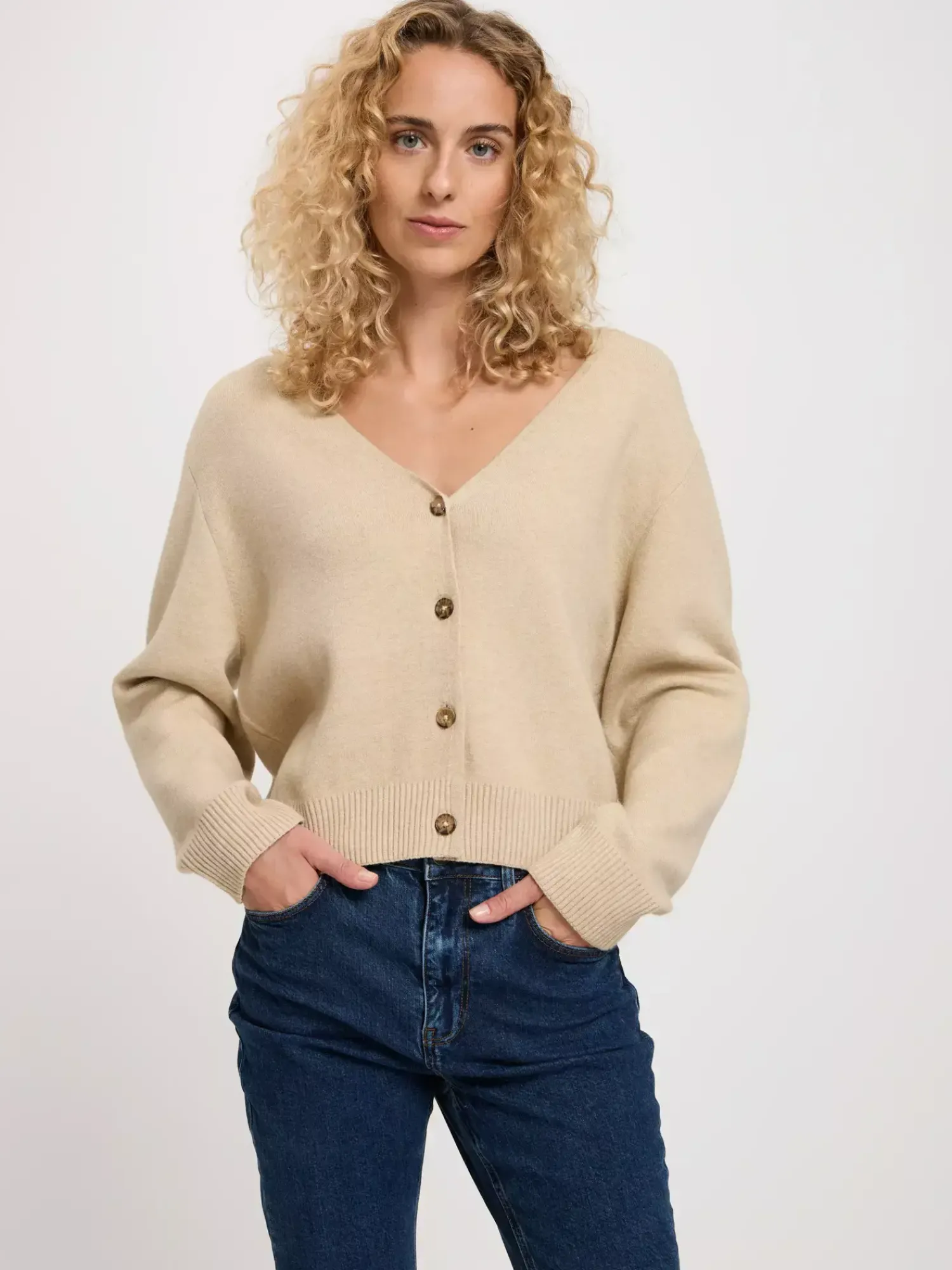 Sweter damski beżowy 73347-009<Cross Jeans Outlet