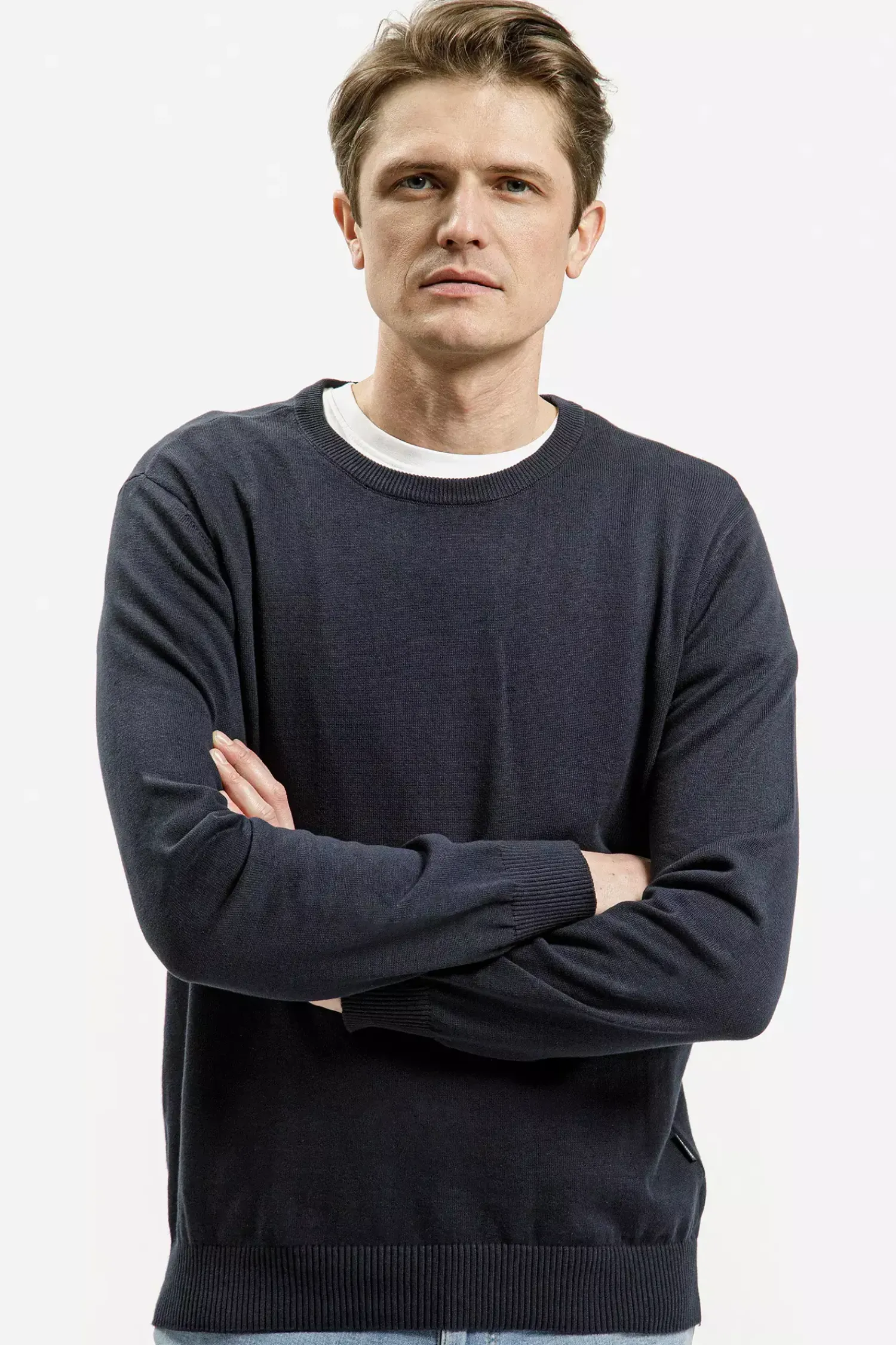 Sweter męski granatowy 34228-001<Cross Jeans Sale
