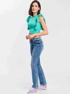 Top damski turkusowy 55959-130<Cross Jeans New