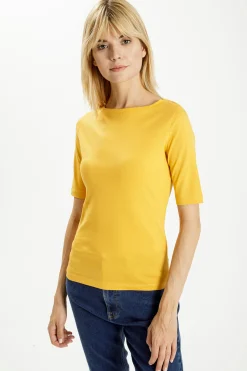 T-shirt damski żółty 55827-636 DESERT SUN<Cross Jeans Best