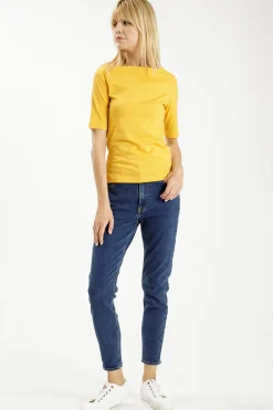 T-shirt damski żółty 55827-636 DESERT SUN<Cross Jeans Best