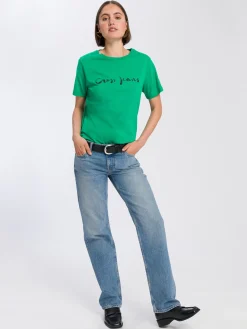 T-shirt damski zielony z nadrukiem 56010-176 GARDEN GREEN<Cross Jeans Best