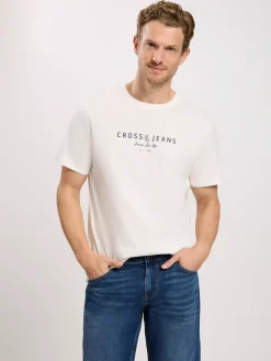 T-shirt męski biały 16093-008<Cross Jeans Sale