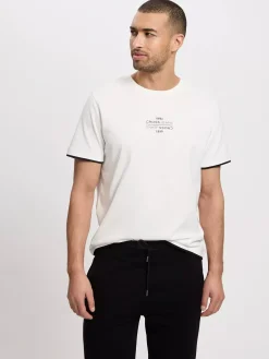 T-shirt męski biały 16057-008<Cross Jeans Online