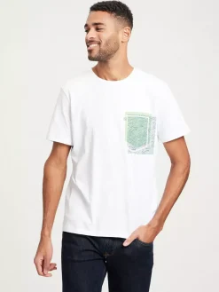 T-shirt męski biały z nadrukiem 15918-008<Cross Jeans Clearance