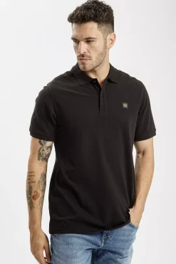 T-shirt męski polo czarny 16027-020<Cross Jeans Best